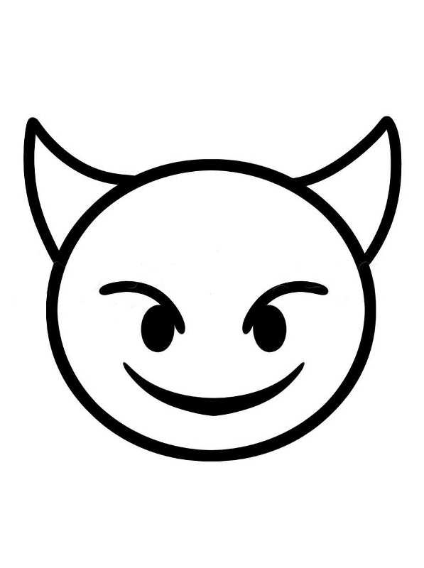 Print devil emoji kleurplaat